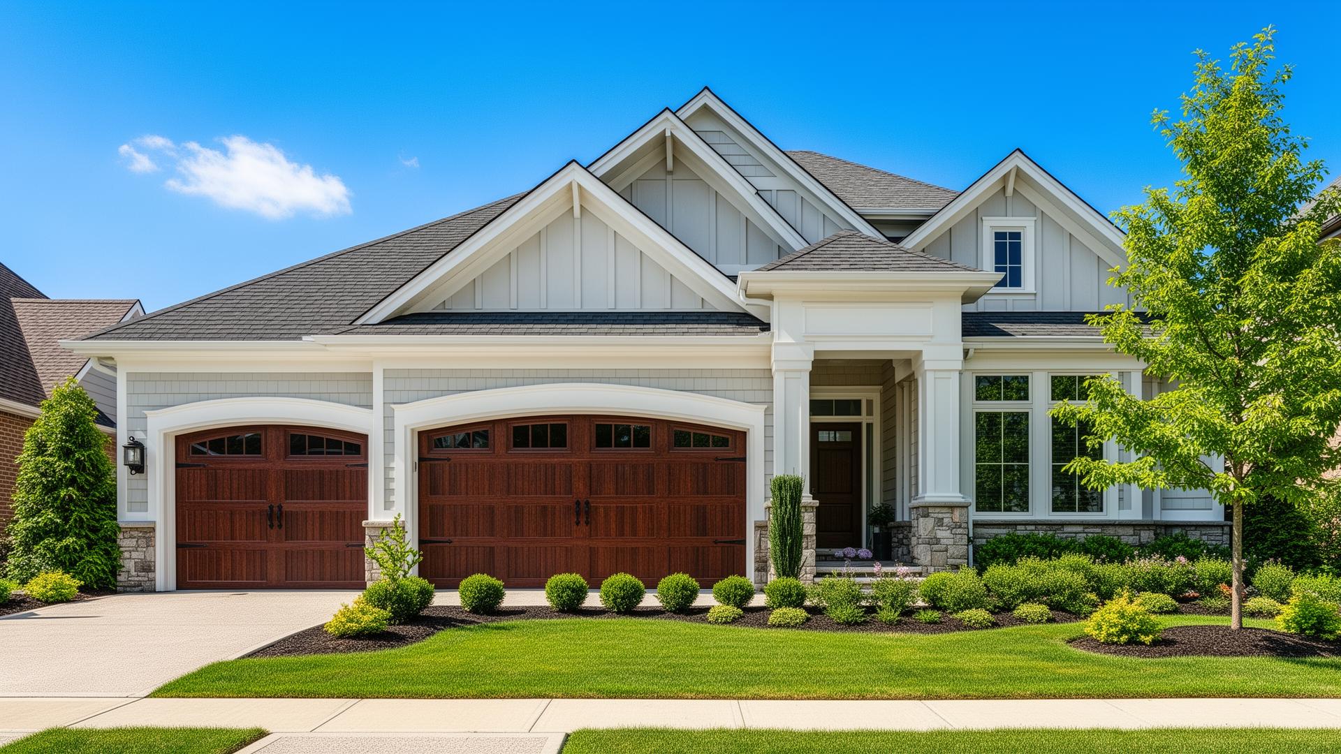 Beautiful carriage-style garage door on upscale home
